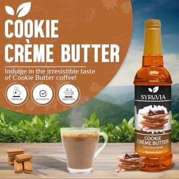 Syruvia Cookie Butter Coffee Syrup - 25.4 fl oz. Premium Coffee Flavoring Syrup. Kosher, and Gluten-...