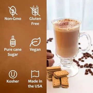 Syruvia Cookie Butter Coffee Syrup - 25.4 fl oz. Premium Coffee Flavoring Syrup. Kosher, and Gluten-Free. Ideal for Enhancing Drinks, Sodas, Shakes, Desserts, and More.