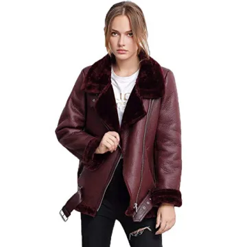 Women's Faux Shearing Moto Jacket Winter Parka Coat