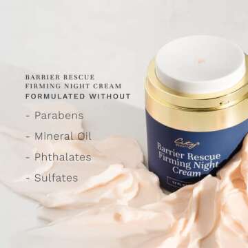 City Beauty Barrier Rescue Firming Night Cream - Plump & Smooth - Overnight Moisturizer with Peptides & Lipids - Solution for Dry Skin, Wrinkles, & Sagging - Anti-Aging Cruelty-Free Skin Care