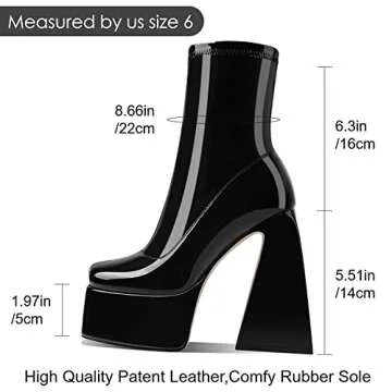 Uacllcau Platform Boots for Women Mid Calf Boots Square Toe Chunky High Heel Boots Side Zipper Ankle Booties