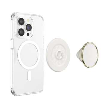 PopSockets Phone Grip with Expanding Kickstand, Compatible with MagSafe, Adapter Ring for MagSafe Included, Wireless Charging Compatible - Coconute Crème Wine Enamel