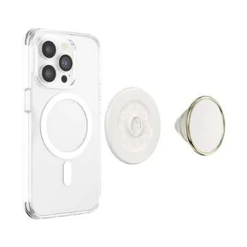 PopSockets Phone Grip with Expanding Kickstand, Compatible with MagSafe, Adapter Ring for MagSafe Included, Wireless Charging Compatible - Coconute Crème Wine Enamel