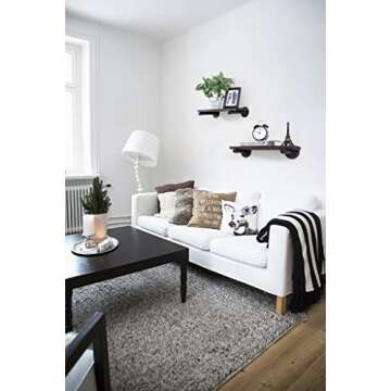 Mkono Floating Shelves Wall Mounted Industrial Shelves Rustic Wood Wall Shelf with Pipe Brackets Set...