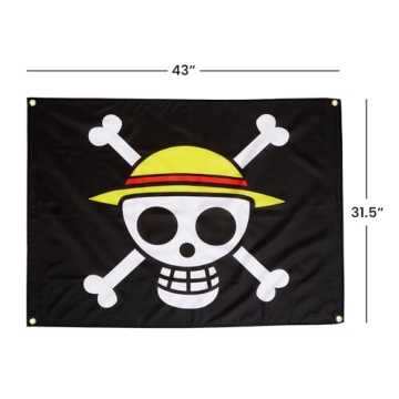 One Piece Luffy's Straw Hat Pirate Flag - 31 Inches Multi-colored