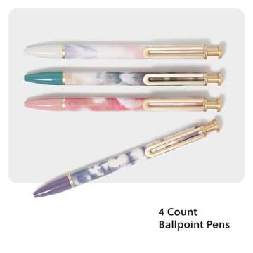 U Brands Monterey Ballpoint Pens, Set of 4, Soft Dye With Gold Details, Bold (1.0 mm) Point, Black Ink