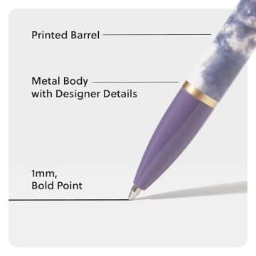 U Brands Monterey Ballpoint Pens, Set of 4, Soft Dye With Gold Details, Bold (1.0 mm) Point, Black Ink