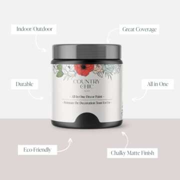 Country Chic Eco-Friendly All-in-One Chalk Paint - Liquorice (Black) 16 oz