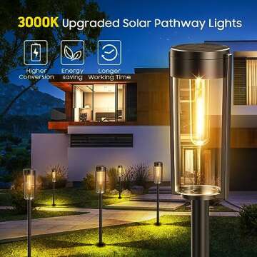 BUCASA Solar Pathway Lights Outdoor 6 Pack, Upgraded Super Bright Up to 12 Hrs Long Lasting Solar Outdoor Lights, IP65 Waterproof Auto ON/Off Landscape Path Lights for Walkway Driveway Patio Yard