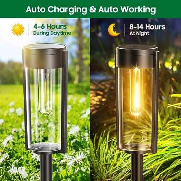 BUCASA Solar Pathway Lights Outdoor 6 Pack, Upgraded Super Bright Up to 12 Hrs Long Lasting Solar Outdoor Lights, IP65 Waterproof Auto ON/Off Landscape Path Lights for Walkway Driveway Patio Yard