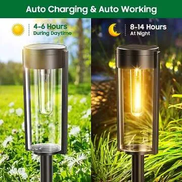 BUCASA Solar Pathway Lights Outdoor 6 Pack, Upgraded Super Bright Up to 12 Hrs Long Lasting Solar Outdoor Lights, IP65 Waterproof Auto ON/Off Landscape Path Lights for Walkway Driveway Patio Yard