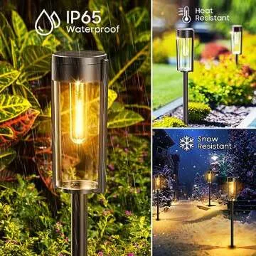 BUCASA Solar Pathway Lights Outdoor 6 Pack, Upgraded Super Bright Up to 12 Hrs Long Lasting Solar Outdoor Lights, IP65 Waterproof Auto ON/Off Landscape Path Lights for Walkway Driveway Patio Yard