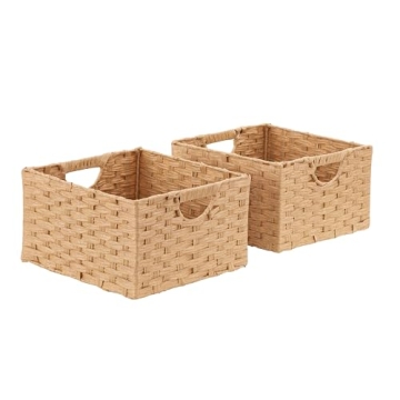 Seville Classics Premium Handwoven Portable Laundry Bin Basket Set - 2-Pack for Stylish Storage Solu...