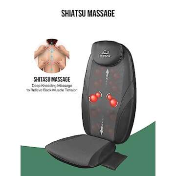 Snailax Back Massager with Soothing Heat, Gifts for Men, Women, Electric Deep Tissue Kneading Full B...