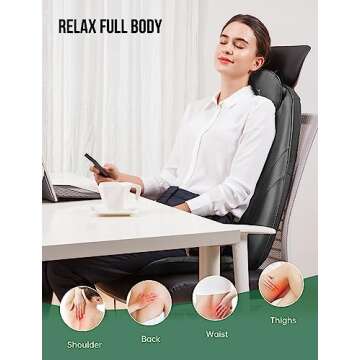 Snailax Back Massager with Soothing Heat, Gifts for Men, Women, Electric Deep Tissue Kneading Full Body Massage Chair for Back Pain, Home, Office Use, App Control
