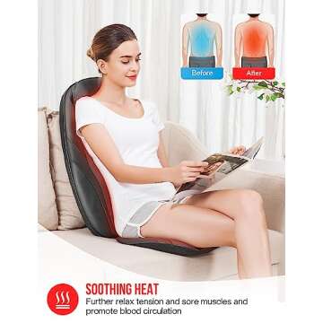 Snailax Back Massager with Soothing Heat, Gifts for Men, Women, Electric Deep Tissue Kneading Full Body Massage Chair for Back Pain, Home, Office Use, App Control