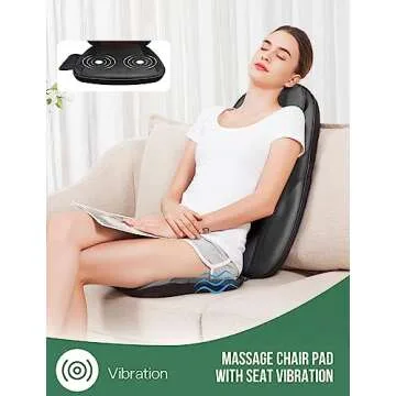 Snailax Back Massager with Soothing Heat, Gifts for Men, Women, Electric Deep Tissue Kneading Full Body Massage Chair for Back Pain, Home, Office Use, App Control