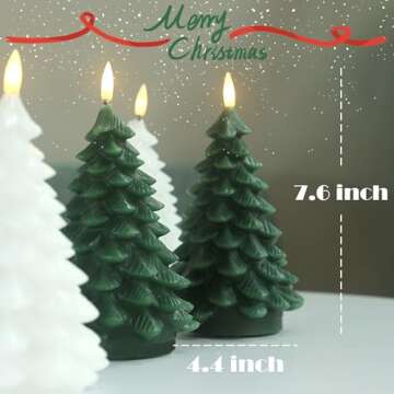 LUSHARBOR Flameless Candles with Remote Timer, 2 Pack Christmas Tree Candles Battery Operated LED Candles Real Wax Holiday Christmas Decoration for Bedroom Party Festival Gift Green