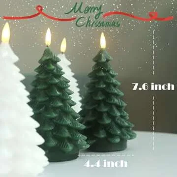 LUSHARBOR Flameless Candles with Remote Timer, 2 Pack Christmas Tree Candles Battery Operated LED Candles Real Wax Holiday Christmas Decoration for Bedroom Party Festival Gift Green