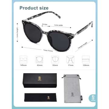 SOJOS Classic Round Sunglasses for Women Men Retro Vintage Shades Large Plastic Frame Sunnies SJ2067 with Grey Tortoise Frame/Grey Lens