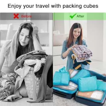 Packing Cubes for Travel, Travel Cubes for Packing 8 Set Lightweight Travel Cubes Luggage Organizer Bags Suitcase Organizer (Cyan)