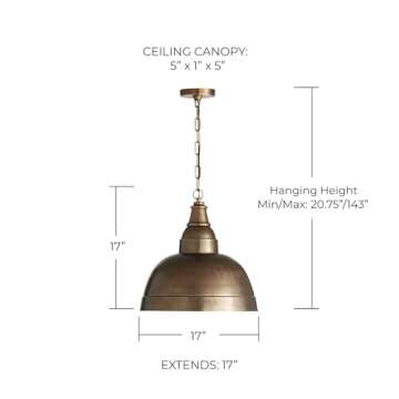 Capital Lighting 330313XB Sedona Handcrafted Sand-Cast Aluminum Industrial Metal Dome Pendant, 1-Lig...