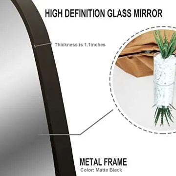 Black Wall Mirror Irregular, 20'' x 18.5'', Wall Mounted Mirror for Bathroom Bedroom Entryway, Metal Frame Mirror Wall Decor (Black)