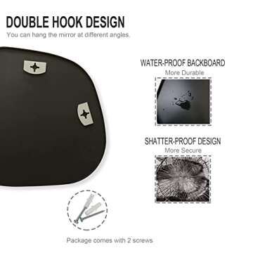 Black Wall Mirror Irregular, 20'' x 18.5'', Wall Mounted Mirror for Bathroom Bedroom Entryway, Metal Frame Mirror Wall Decor (Black)