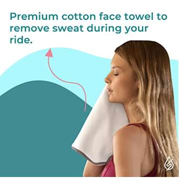 SELINA Handlebar Towel and Face Towel Set for The Peloton Bike | Made in USA | Premium Accessories for Your Peloton Bike - No Slip Handlebar's Cover (Compatible with The Peloton Plus)