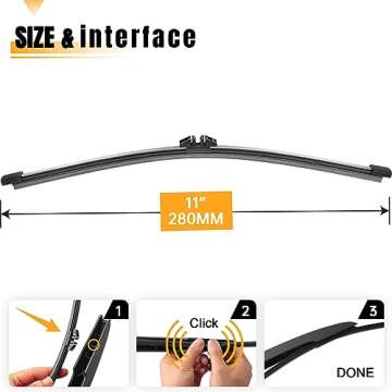 AUTOBOO 11 Inch Rear Wiper Blade for Ford Explorer 2011-2022 2023 Escape 2013-2022 Lincoln MKX 2016-2018-BACK Windshield Wiper Blade -Original Factory Quality OE:BB5Z17526C (Pack of 1)