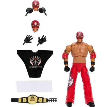 Mattel WWE Ultimate Edition Fan TakeOver Action Figure, Rey Mysterio Collectible Set with Interchang...
