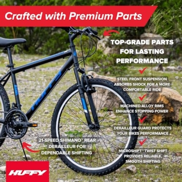 Huffy Stone Mountain Men's 26" Mountain Bike Matte Black 21-Speed