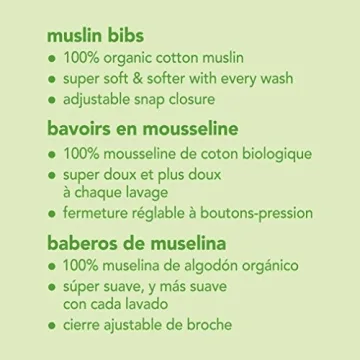 Green Sprouts Organic Cotton Muslin Bibs - 5 Pack
