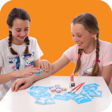 Original Stationery 33-Piece Glitter Tattoos Set, Face and Skin-Friendly with 24 Stencil Designs, 6 Colorful Cosmetic Glitters, 2 Brushes and Body Adhesive, Easter Sleepover Party Supplies for Girls