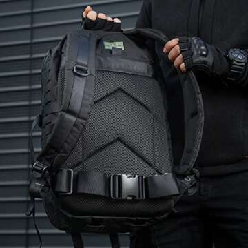 M-Tac Large Laser Cut Backpack 36L - Tactical Military Molle Lightweight Daypack - Army Rucksack Combat Bag (Black)