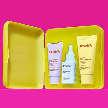BYOMA So Bright Set - Barrier Repair Skincare Set for Brighter Skin - Creamy Jelly Cleanser, Brightening Face Serum & Ceramide Face Moisturizer - Alcohol Free Skin Care - 30ml, 15ml, 15ml