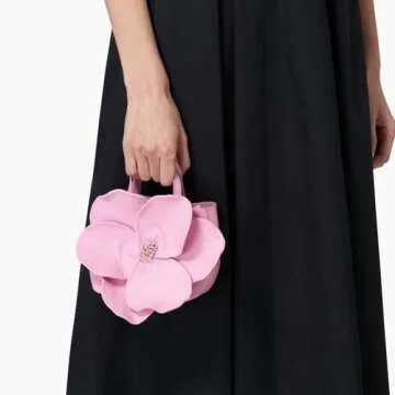 DEBIMY Women's Floral Clutch Purse PU Leather Flower Evening Bags Party Prom Handbag Wedding Crossbody Bucket Purse Pink