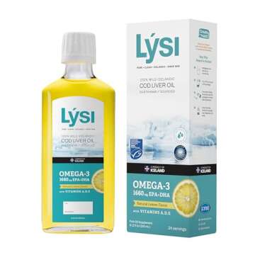 LYSI Cod Liver Oil, Omega-3 Supplement,1660mg EPA & DHA Per Serving, Plus Vitamins A,D,E, Sustainabl...