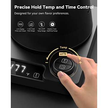 GOODGAD Gooseneck Electric Kettle, Gooseneck Kettle for Coffee and Tea,0.9L Temperature Control Tea Kettles 1200W Rapid Heating Auto Shutoff Anti-dry Coffee Kettle Black