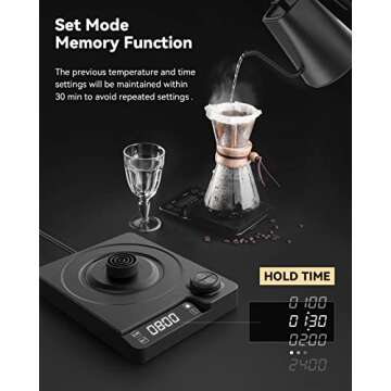 GOODGAD Gooseneck Electric Kettle, Gooseneck Kettle for Coffee and Tea,0.9L Temperature Control Tea Kettles 1200W Rapid Heating Auto Shutoff Anti-dry Coffee Kettle Black