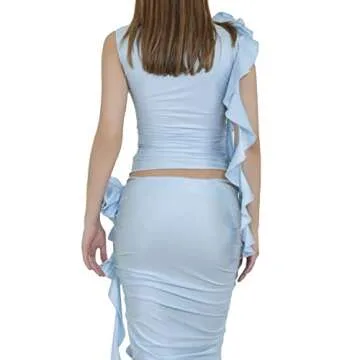 Y2K Sexy Tank Top Women 3D Flower Ruffle Crop Slim Fit