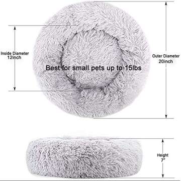 Gavenia Cat Beds for Indoor Cats,20’’x20’’ Washable Donut Cat and Dog Bed,Soft Plush Pet Cus...