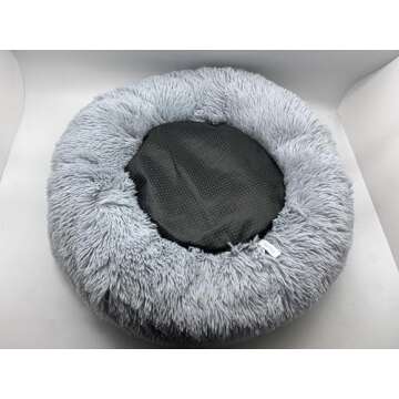 Gavenia Cat Beds for Indoor Cats,20’’x20’’ Washable Donut Cat and Dog Bed,Soft Plush Pet Cushion,Waterproof Bottom Fluffy Dog and Cat Calming and Self-Warming Bed for Sleep Improvement,Grey