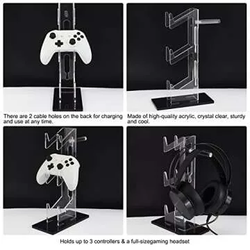 AHANDMAKER Universal 3 Tier Controller Holder, Transparent Acrylic Game Controller Display Stand, Detachable Gamepad Desktop Stand for Display and Organization