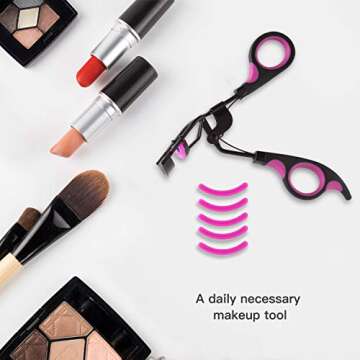 Professional Eyelash Curler with Silicone Pressure Refill Pads Fits All Eye Shapes-No Pinching,Get Charming Curled Eyelashes, Fits All Eye Shapes (Black)