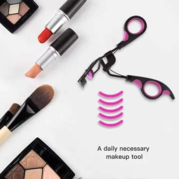 Professional Eyelash Curler with Silicone Pressure Refill Pads Fits All Eye Shapes-No Pinching,Get Charming Curled Eyelashes, Fits All Eye Shapes (Black)