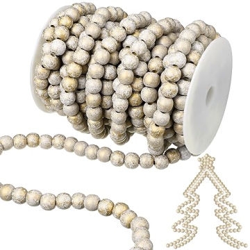 Libima 26 Feet Christmas Wooden Bead Garland Christmas Tree Decorations Rustic Farmhouse Bead Garlan...