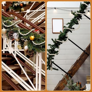 Libima 26 Feet Christmas Wooden Bead Garland Christmas Tree Decorations Rustic Farmhouse Bead Garland Bead Garland Boho Vintage Garland for Xmas Tree Holiday Decorations(Gold)