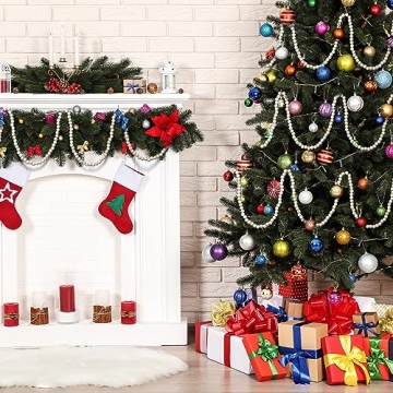 Libima 26 Feet Christmas Wooden Bead Garland Christmas Tree Decorations Rustic Farmhouse Bead Garland Bead Garland Boho Vintage Garland for Xmas Tree Holiday Decorations(Gold)