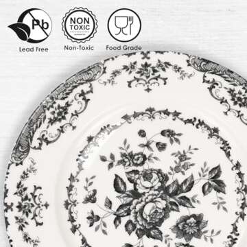 HomeElves Elegant Porcelain Dinner Plates Set of 6